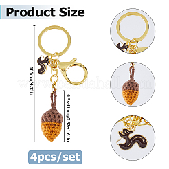 4Pcs Handmade Yarn Acorns with Alloy Enamel Squirrel Pendant Keychains&nbsp;KEYC-HS00018