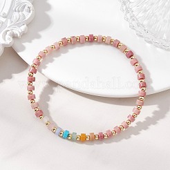 7Pcs Natural & Synthetic Mixed Gemstone & Brass Beads Stretch Bracelets for Women&nbsp;BJEW-JB13334