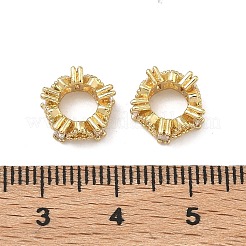 Heart Brass Micro Pave Clear Cubic Zirconia European Beads&nbsp;KK-D228-25G