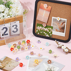 30Pcs 10 Colors Flower Resin Drawing Pins&nbsp;AJEW-BM0001-03B