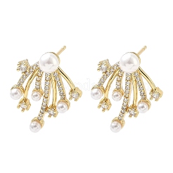 Fireworks Brass Micro Pave Cubic Zirconia Stud Earrings&nbsp;EJEW-G452-02G