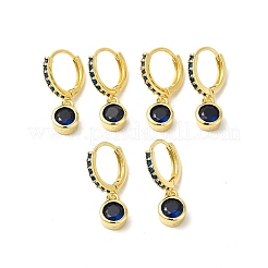 Cubic Zirconia Flat Round Dangle Hoop Earrings&nbsp;EJEW-E270-35G-02