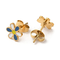 Ion Plating(IP) 304 Stainless Steel Stud Earrings with Colorful Enamel&nbsp;EJEW-Q783-08G