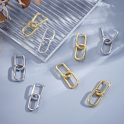 4 Pairs 2 Colors Brass Hoop Earrings&nbsp;EJEW-PH0001-48