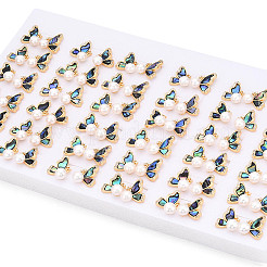 Butterfly Brass Natural Pearl Stud Earrings&nbsp;PEAR-N020-06U