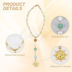 Natural Gemstone & Alloy Sun Pendant Car Hanging Ornaments&nbsp;HJEW-DR00027