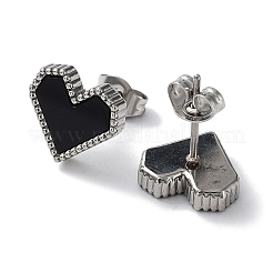 6 Pair 2 Color Heart Acrylic Stud Earrings&nbsp;EJEW-A024-12A