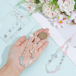 3Pcs 3 Styles Acrylic & Glass & Alloy Mobile Straps&nbsp;HJEW-BC0001-65