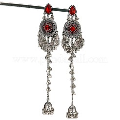 Zinc Alloy Teardrop with Bell Tassel Stud Earrings&nbsp;FS-WGE0B22-02