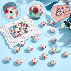 30Pcs Printed Opaque Acrylic Beads&nbsp;MACR-SC0002-44