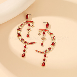 Moon Alloy Rhinestone Dangle Stud Earrings&nbsp;FS-WG6E315-01