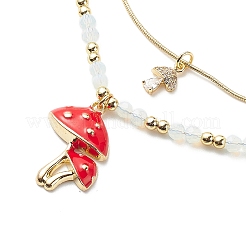 2Pcs 2 Style Alloy Enamel Mushroom Pendant Necklaces Set&nbsp;NJEW-JN04095