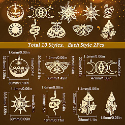 20Pcs 10 Style Ion Plating(IP) 201 & 304  Stainless Steel Pendants&nbsp;STAS-SC0004-74