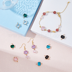 10Pcs 5 Colors Glass Connector Charms&nbsp;GLAA-HY0001-11