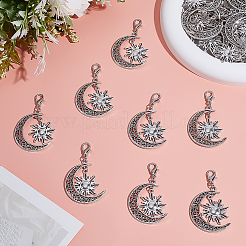 50Pcs Alloy Moon with Sun Pendant Decorations&nbsp;HJEW-ME00082