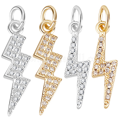 12Pcs 4 Styles Brass Micro Pave Cubic Zirconia Pendants&nbsp;ZIRC-BBC0003-80