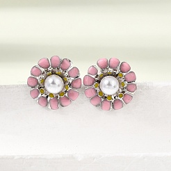Brass Enamel Stud Earrings&nbsp;KK-CBA8324-27P