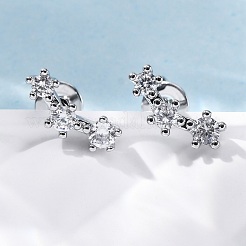 Brass Micro Pave Clear Cubic Zirconia Stud Earrings&nbsp;EJEW-D288-20P