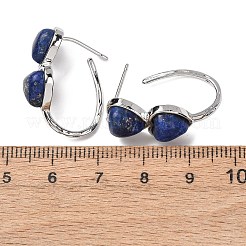 Valentine's Day Heart Natural &Lapis Lazuli Stud Earrings&nbsp;EJEW-T053-01P-12