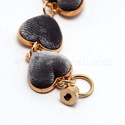 Alloy Plush Cloth Fabric Heart Link Chain for DIY Keychains&nbsp;AJEW-WH0188-88B