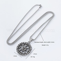 Vintage 304 Stainless Steel Pirate Rune Viking Compass Pendant Necklaces for Men Women&nbsp;AZ8972
