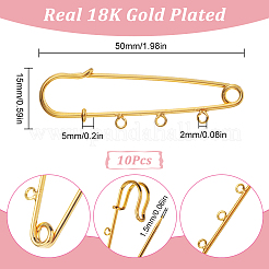 10Pcs Brass Brooch Findings&nbsp;KK-SC0003-43