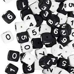 80Pcs 20 Styles Cube with Number Silicone Beads&nbsp;SIL-PA0001-22