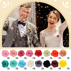 17Pcs Cloth Flower Brooches&nbsp;JEWB-FG00002