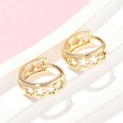 Hollow Flower Brass Hoop Earrings&nbsp;EJEW-Z102-18G