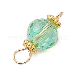 Faceted Round Glass Connector Charms&nbsp;PALLOY-JF04306