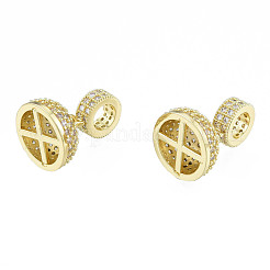 Brass Micro Pave Clear Cubic Zirconia Cord Ends&nbsp;KK-N227-103LG