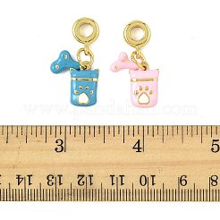 2Pcs 2 Colors Brass Enamel European Dangle Charms&nbsp;KK-FS0001-82