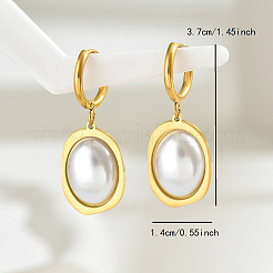 Stainless Steel Imitation Pearl Oval Hoop Earrings&nbsp;SG6004