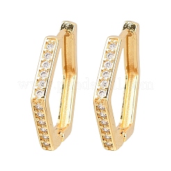 Hexagon Brass Cubic Zirconia Hoop Earrings&nbsp;EJEW-A156-15B-G