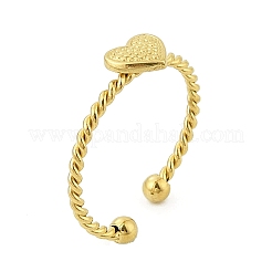 Heart 304 Stainless Steel Open Cuff Rings for Women&nbsp;RJEW-G338-14G