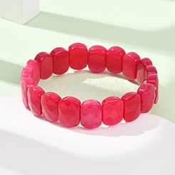 Dyed Natural White Jade Beaded Stretch Bracelets for Unisex&nbsp;G-K303-01K-01