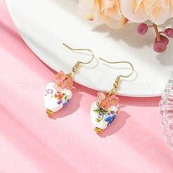 Handmade Porcelain & Acrylic Beads Dangle Earrings for Women&nbsp;EJEW-JE07329