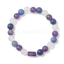 Natural Amethyst & Quartz Crystal & Blue Aventurine Beads Stretch Bracelets for Women&nbsp;BJEW-TA00704-02