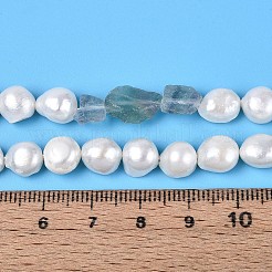 Natural Purple Fluorite Nuggets & Natural Cultured Freshwater Pearl Beads Strands&nbsp;PEAR-N023-01A-08