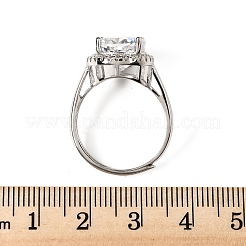 Adjustable 925 Sterling Silver Micro Pave Cubic Zirconia Cuff Rings for Women&nbsp;RJEW-F183-01B-01