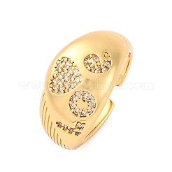 Brass Micro Pave Clear Cubic Zirconia Cuff Rings for Women&nbsp;RJEW-U047-04G