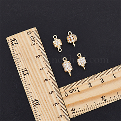 8Pcs 4 Styles Brass Micro Pave Clear Cubic Zirconia Connector Charms&nbsp;KK-DC0003-36