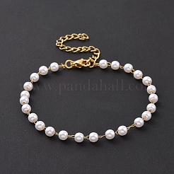 Round Plastic Imitation Pearl Beaded Bracelets&nbsp;BJEW-E054-08G