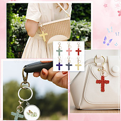 6Pcs 6 Colors Cotton Knitted Cross Pendant Decoration&nbsp;KEYC-MA00004