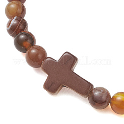 Natural Banded Agate Beaded Stretch Bracelets&nbsp;BJEW-JB13406