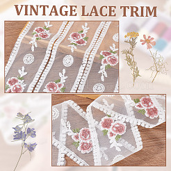 15 Yards Polyester Embroidery Flower Mesh Ribbon&nbsp;SRIB-GA0001-11A
