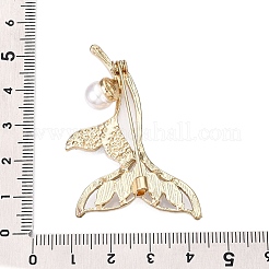 Alloy Crystal Rhinestone & Glass Whale Tail Brooch Pins with ABS Pearl for Clothes Backpack&nbsp;JEWB-T005-04KCG