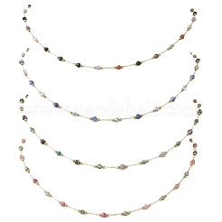 Handmade 3MM Faceted Round Mixed Gemstone Beads & 316 Stainless Steel Round Link Chains Necklaces&nbsp;NJEW-JN05872