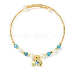 Brass Micro Pave Clear Cubic Zirconia Charm Bangles&nbsp;BJEW-JB13992