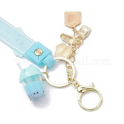 Alloy Enamel Pendants & Milk Tea Resin with Acrylic Cup Pendants Keychains&nbsp;KEYC-JKC01233-02